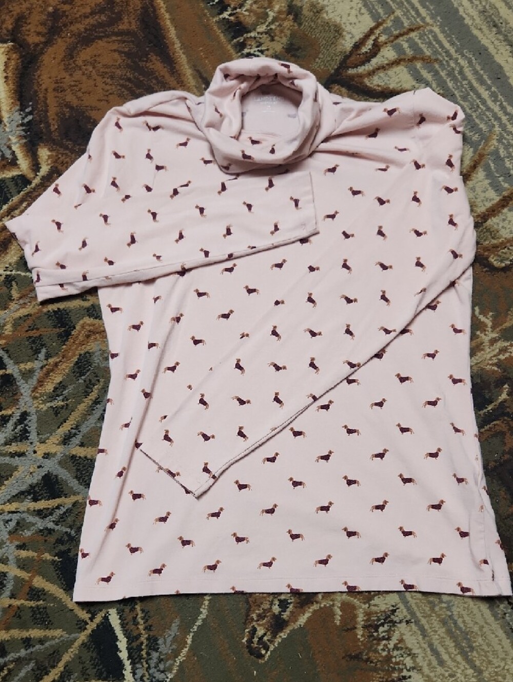 Lands' End Light Pink Turtleneck with Dachshund Print - Picture 4 of 9